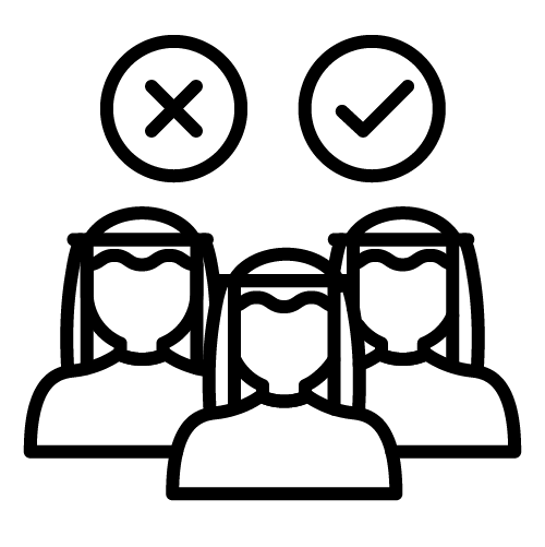 أشخاص مع علامة صح وخطأ (ذكور)