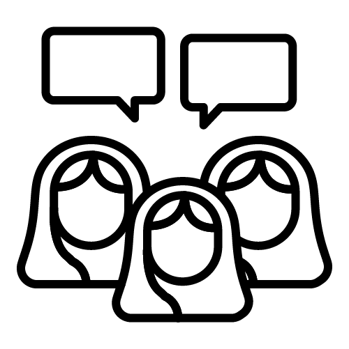 أشخاص مع فقاعة حوار (إناث)